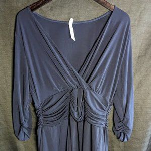 NY Collection Women's Plus Size Ruched A-Line Dress Navy Blue Size 2 Extra Large